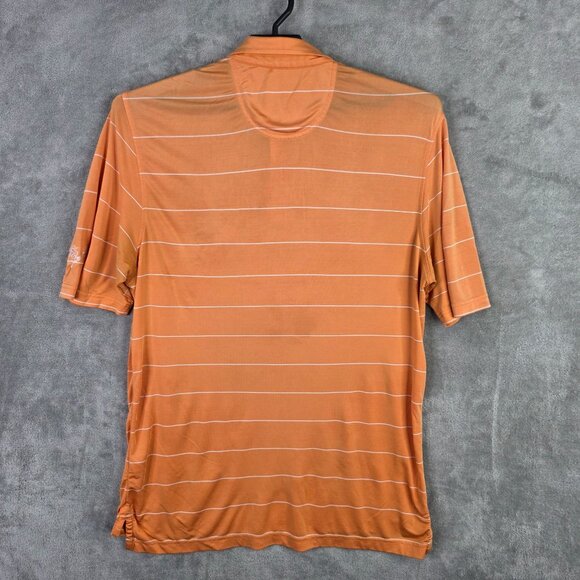 Mens Tech Orange & White Striped OSU Polo Shirt Short Sleeve Polyester Stretch M - Picture 6 of 9